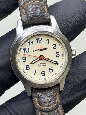 Timex Expedition T41181 Indiglo Silver-Tone SS Cream Dial 27mm Ladies’ Watch